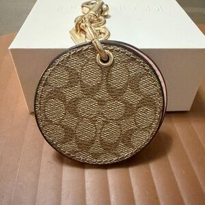 Coach Brown Signature Circle Keychain